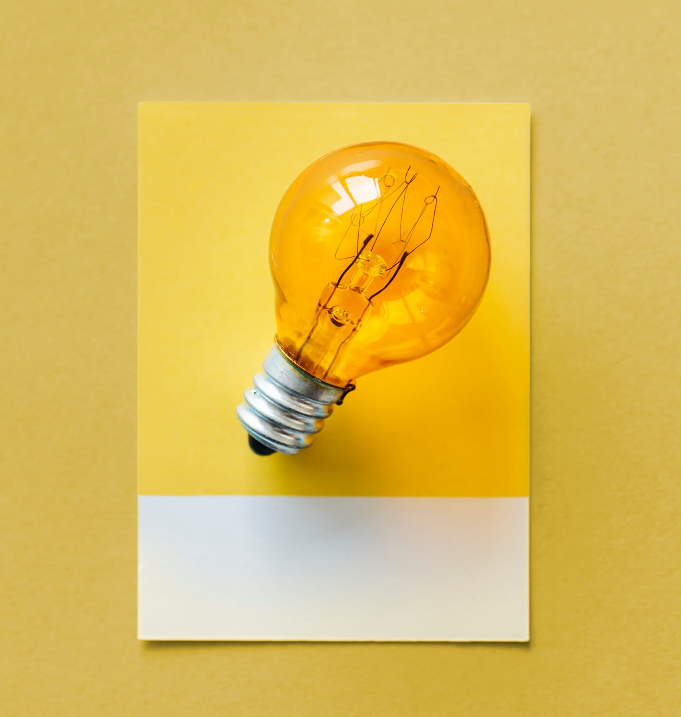 a bulb on the orange background