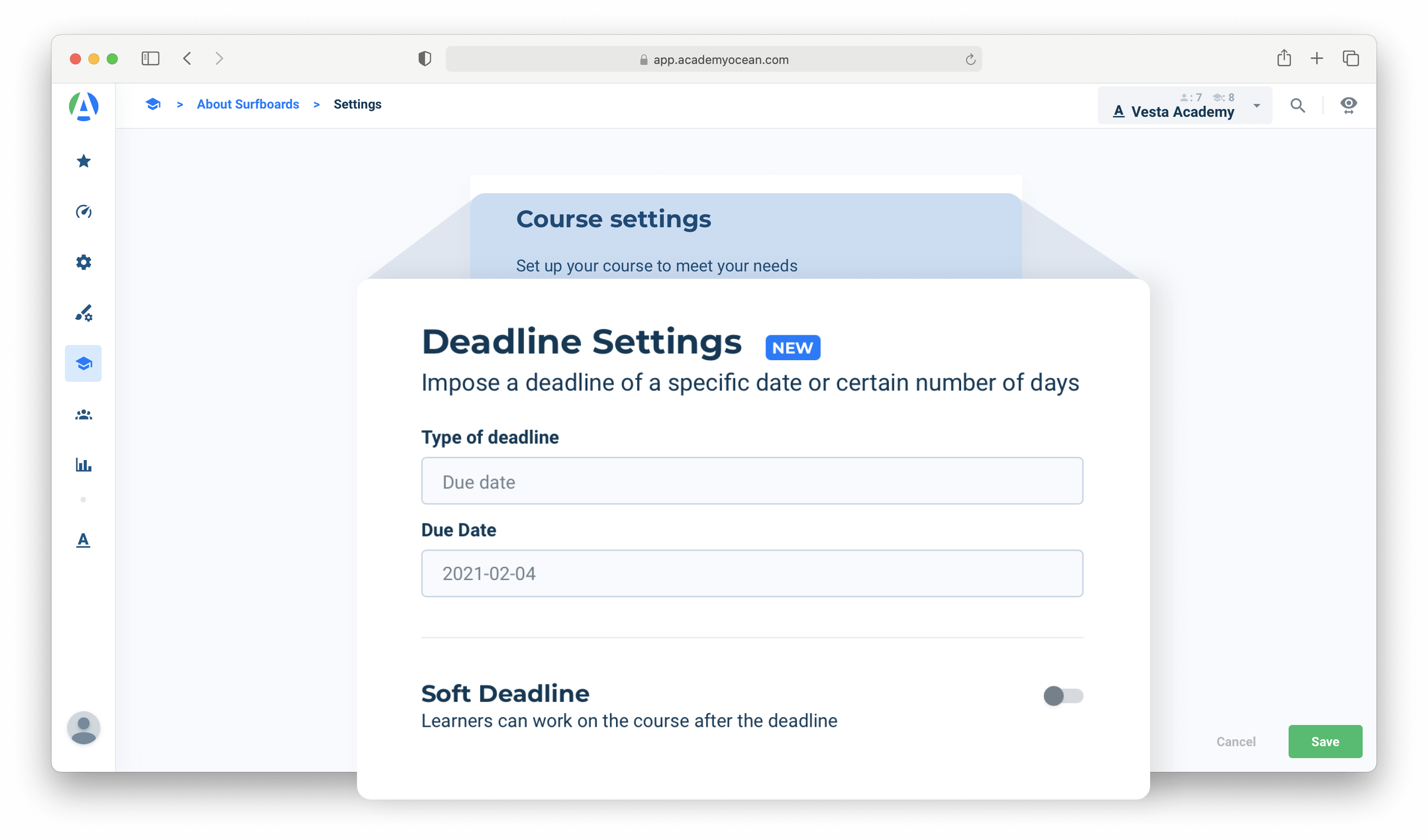 courses deadlines