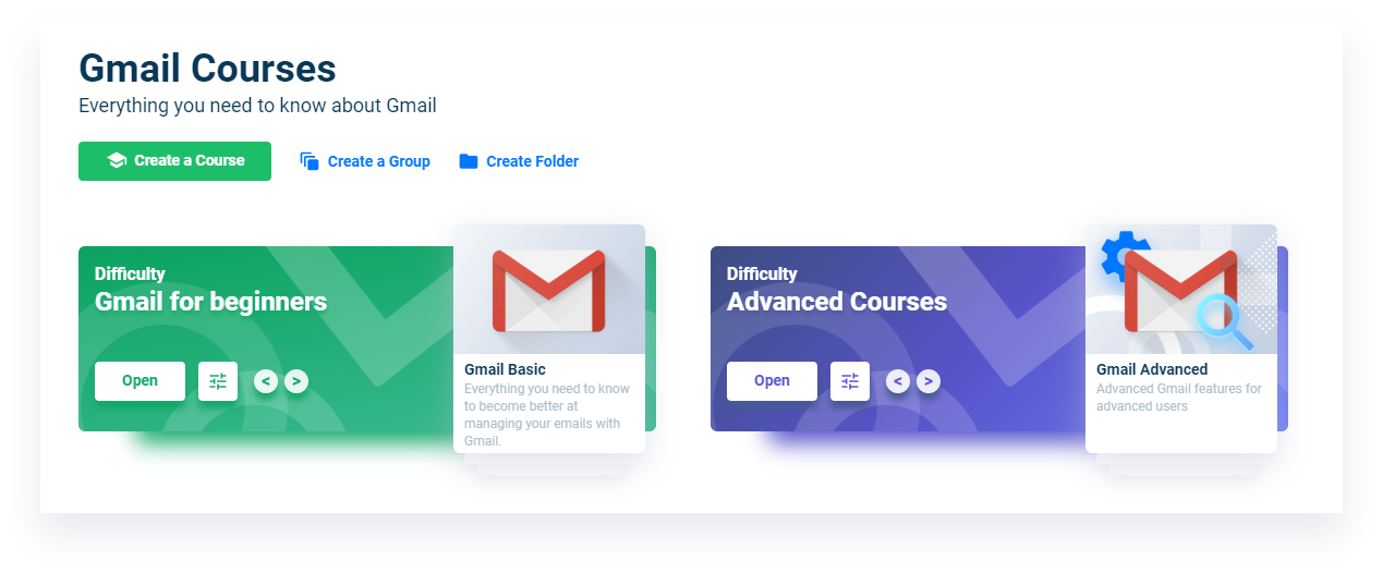 Gmail courses difficulty folders