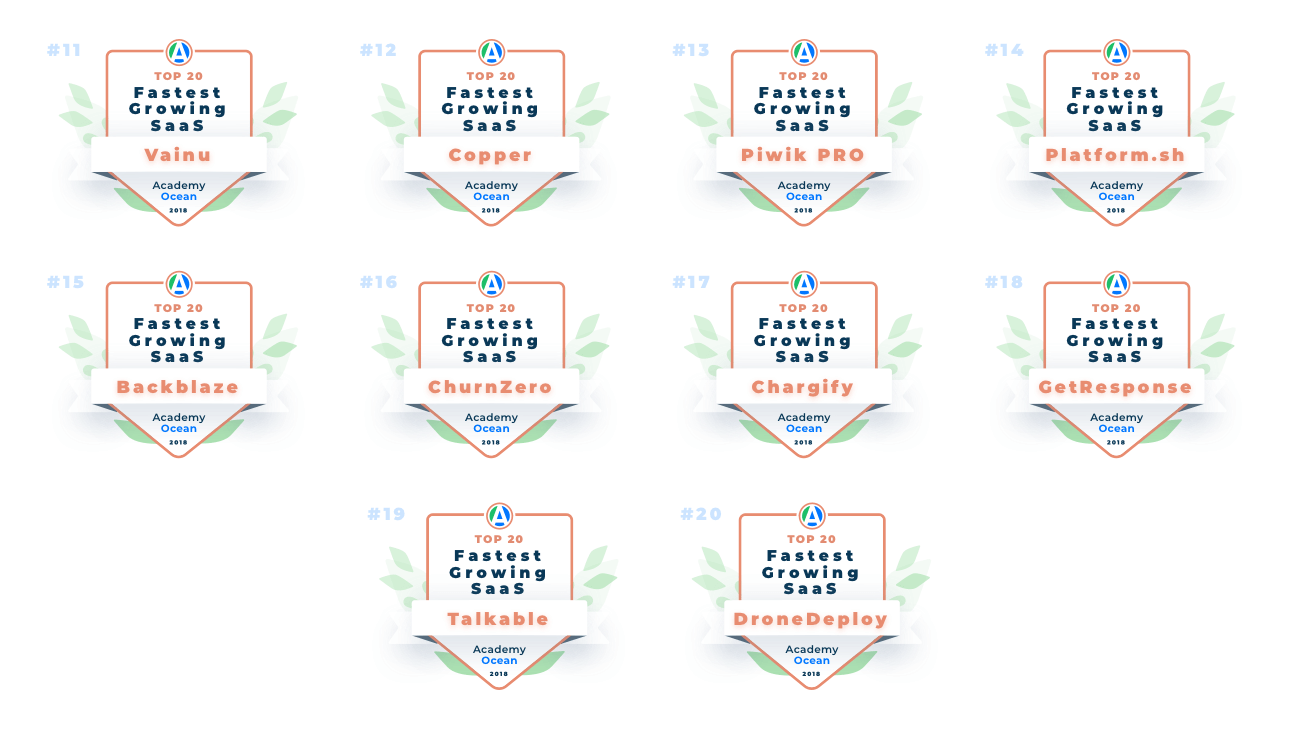 2018 Fastest Growing SaaS Top 20