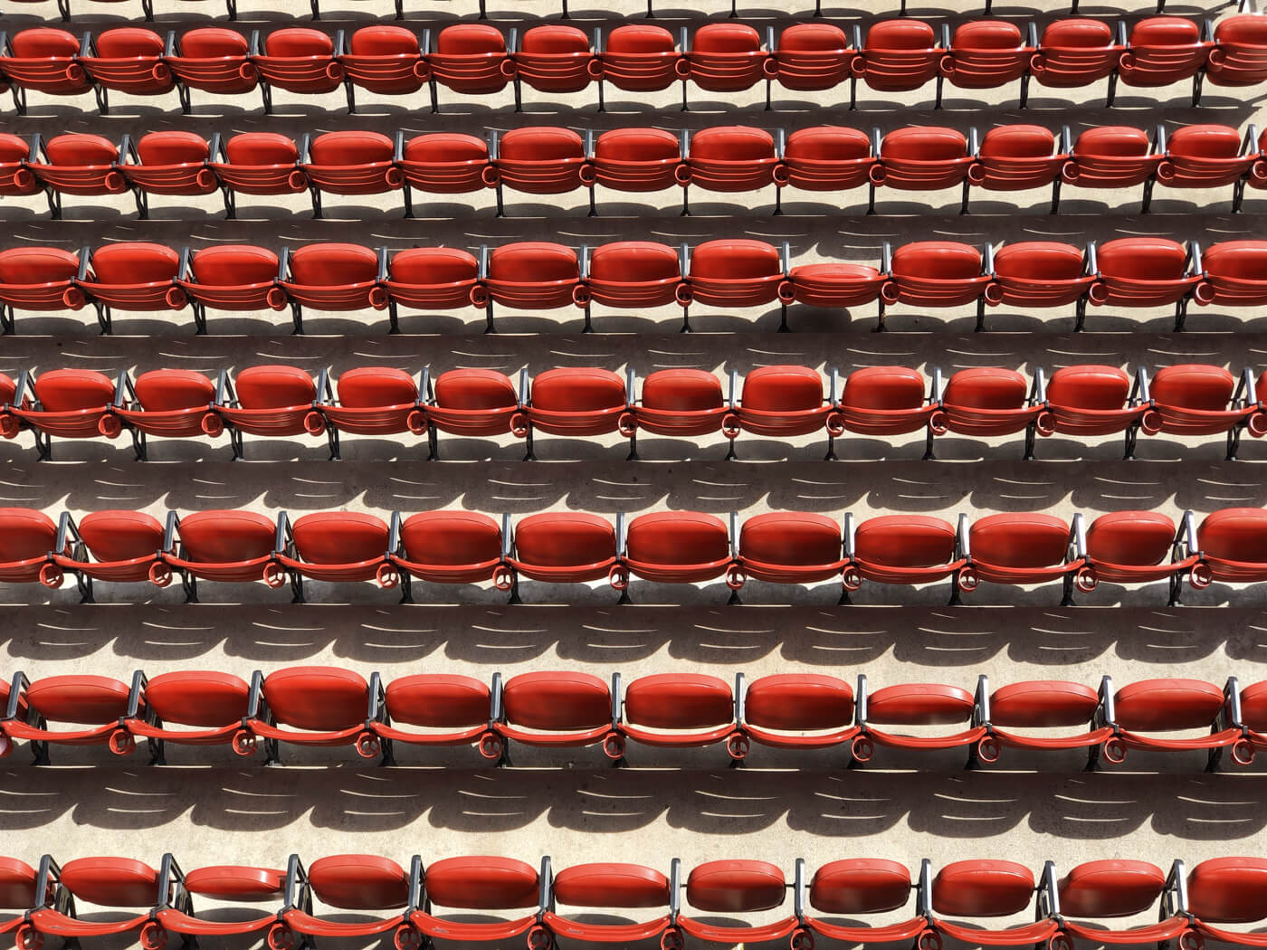 several rows of red seats